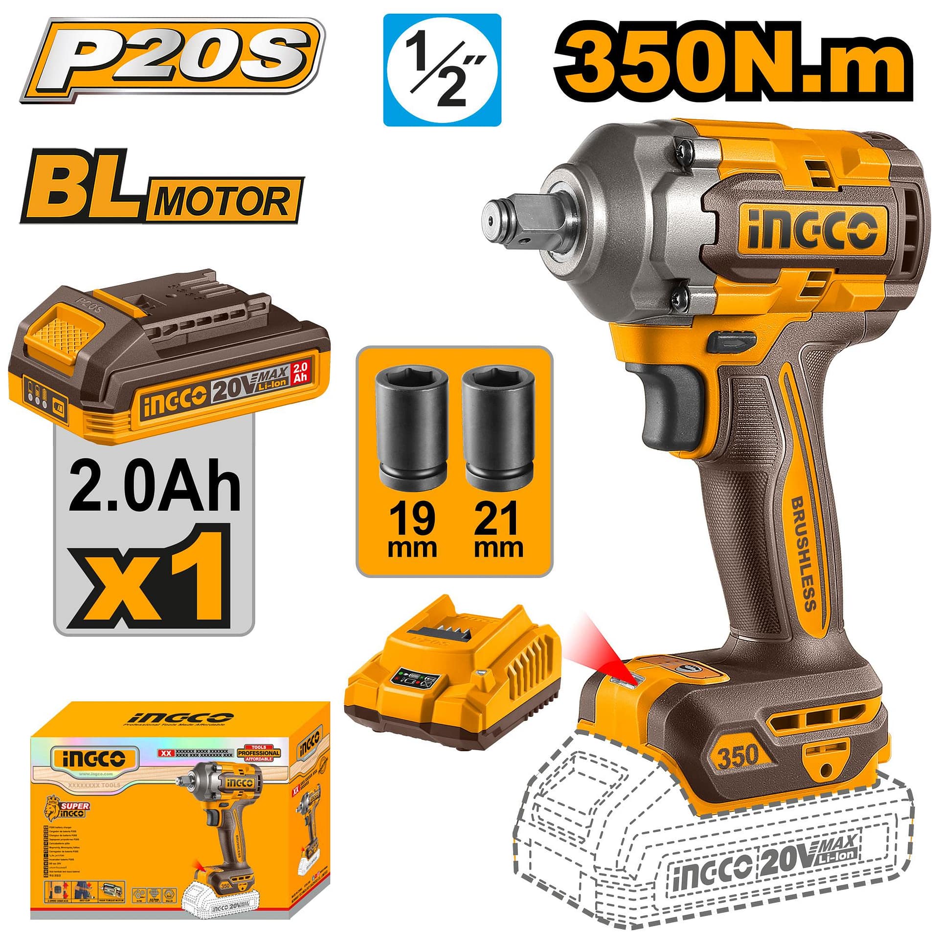 Clé à chocs 350N.m sans fil